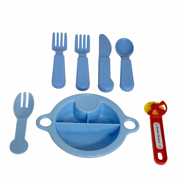 Vintage 90s Kids Play Pretend Food Lot Kitchen Accessories Bowls Plates Cups - Picture 4 of 6